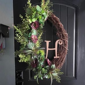 Succulent grapevine wreath